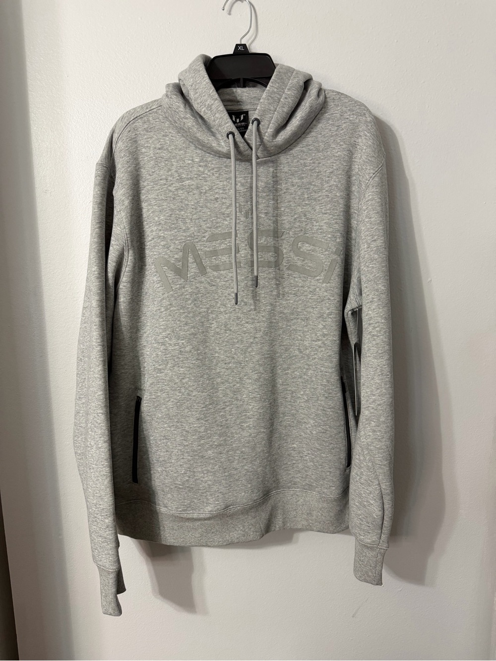 MESSI Collection Mens Long Sleeve Fleece Active Hoodie Sz L & XL Gray